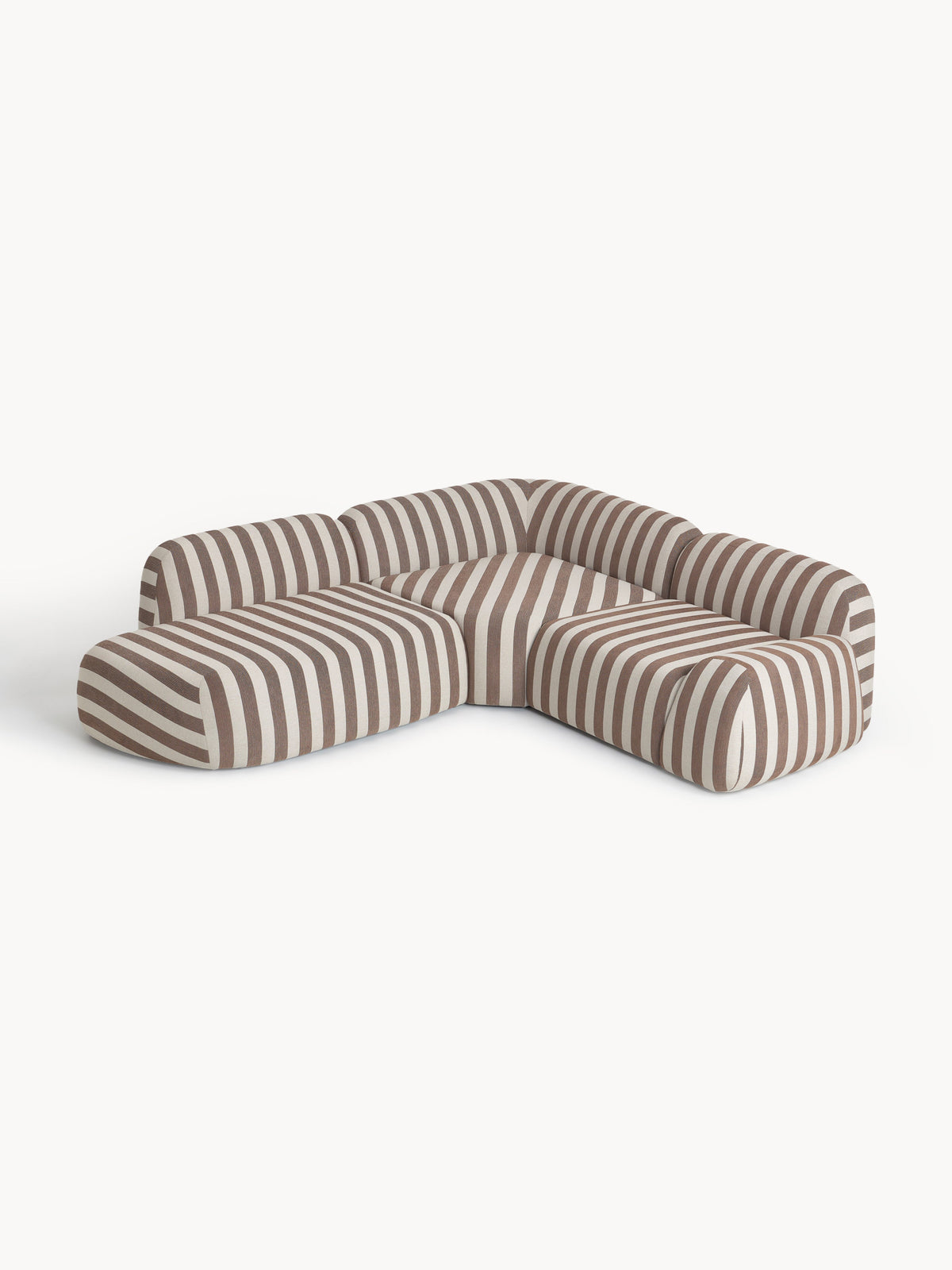 Wolvenna Modular Striped Corner Sofa (4-Seater) with Chaise Longue