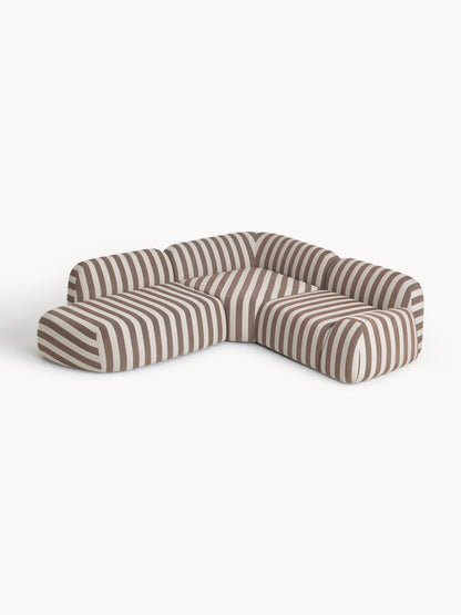 Wolvenna Modular Striped Corner Sofa (4-Seater) with Chaise Longue