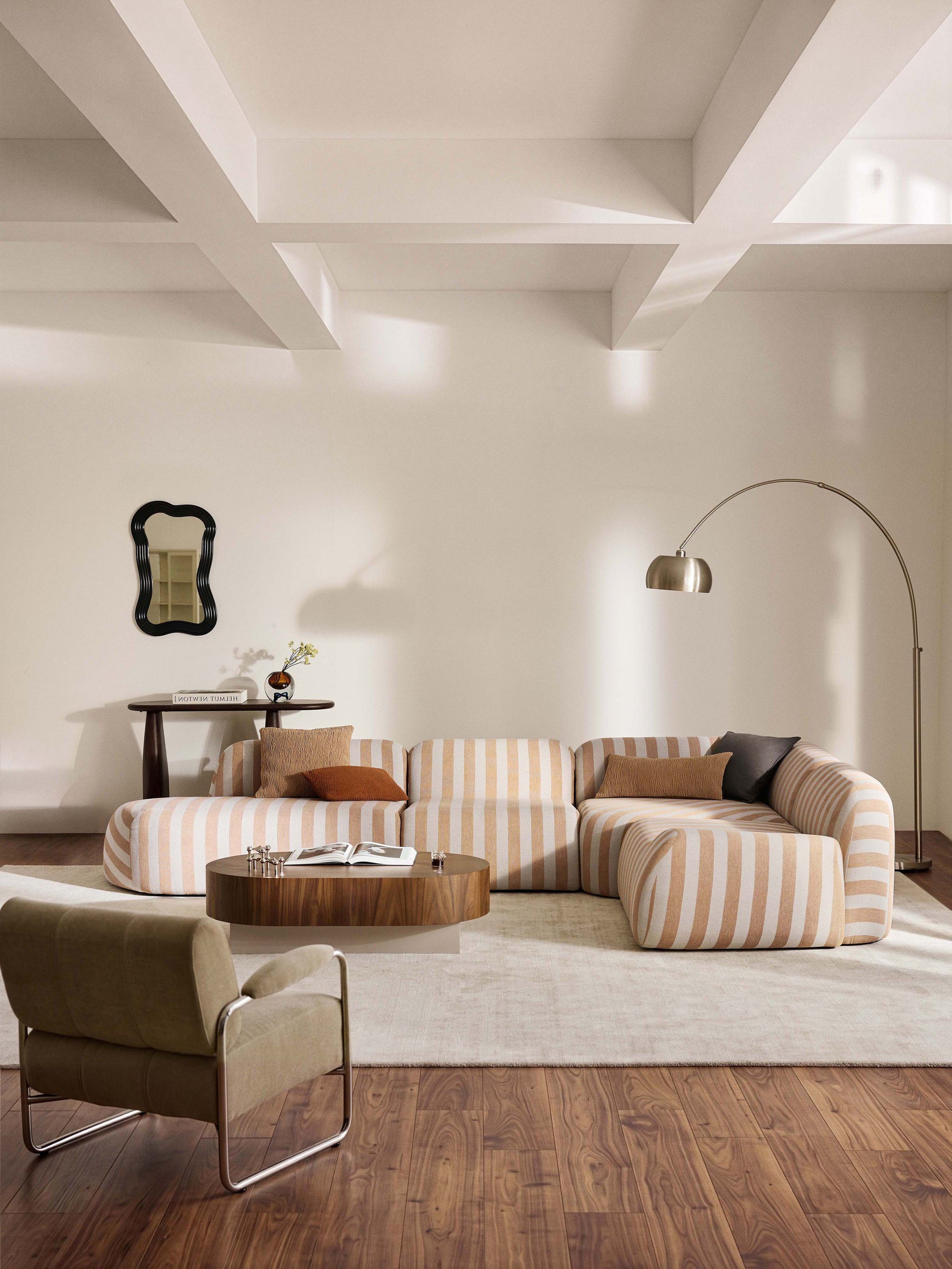 Wolvenna Modular Striped XL Corner Sofa with Chaise Longue