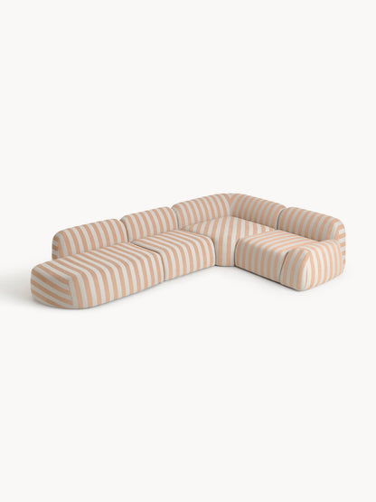 Wolvenna Modular Striped XL Corner Sofa with Chaise Longue