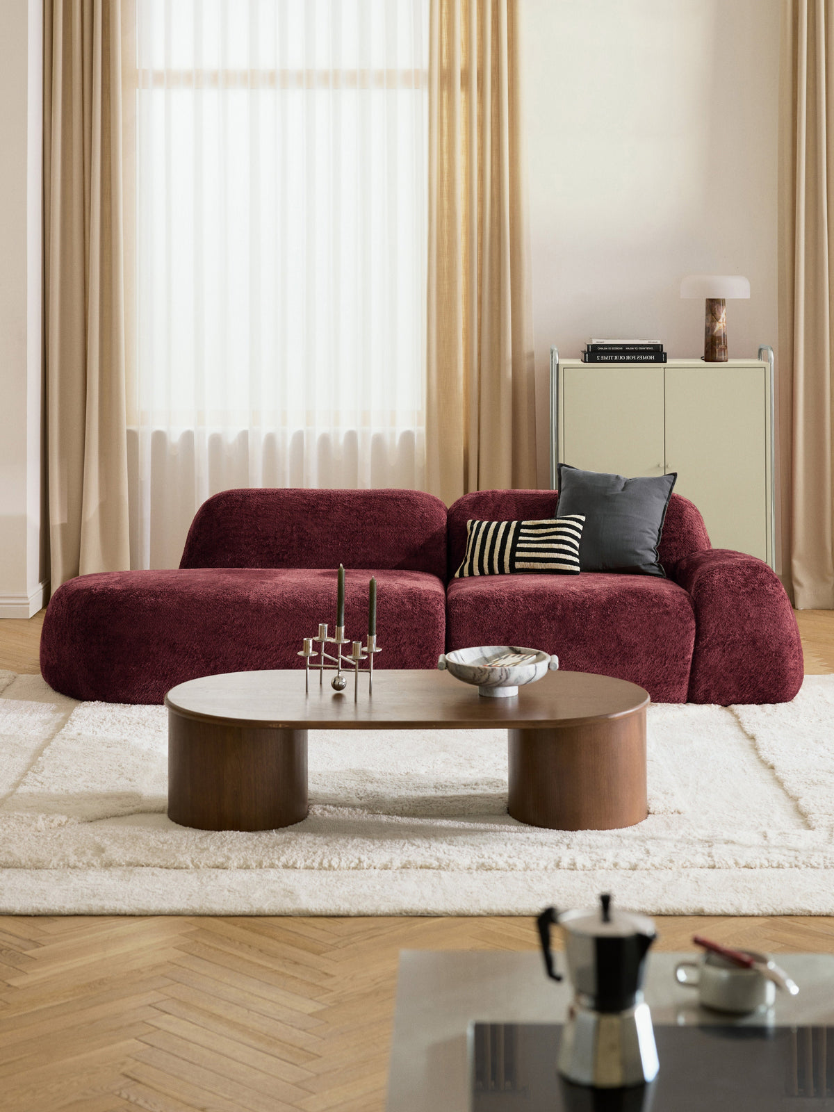 Wolvenna Modular Teddy Bouclé Chaise (3-Seater)