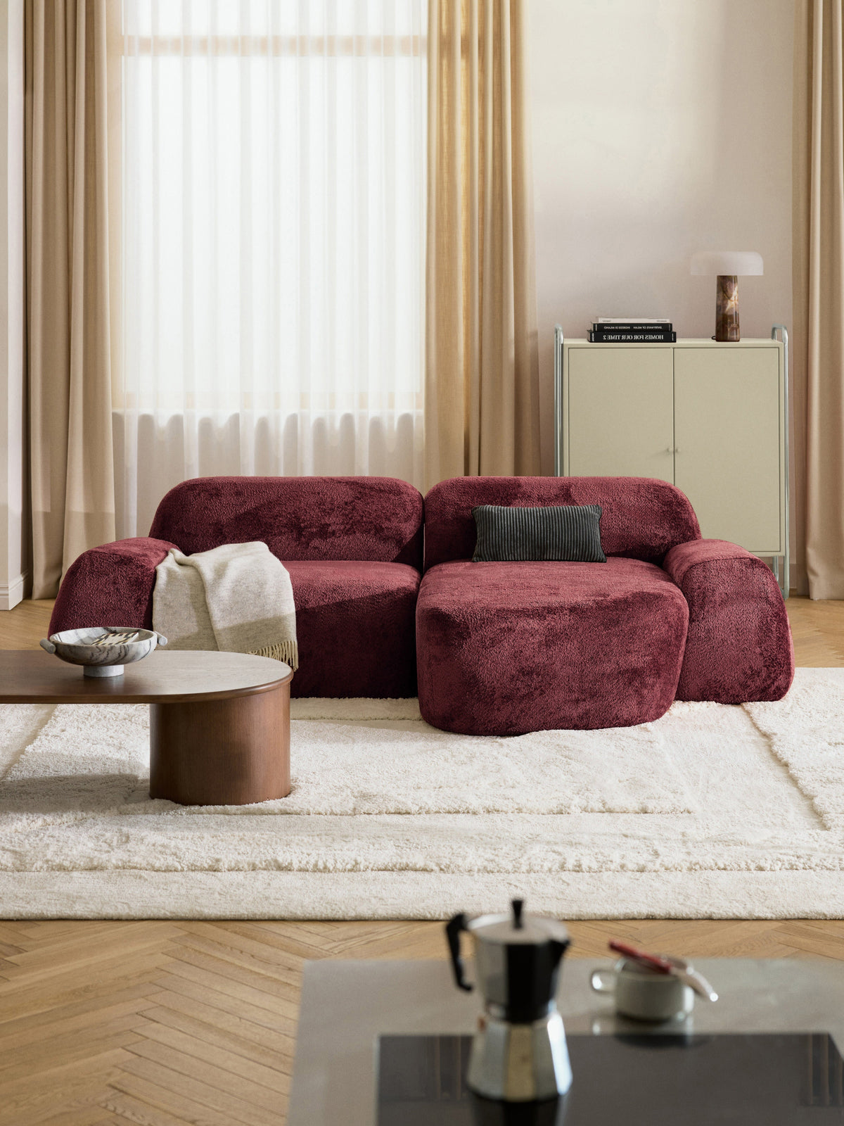 Wolvenna Modular Teddy Bouclé Corner Sofa (3-Seater)