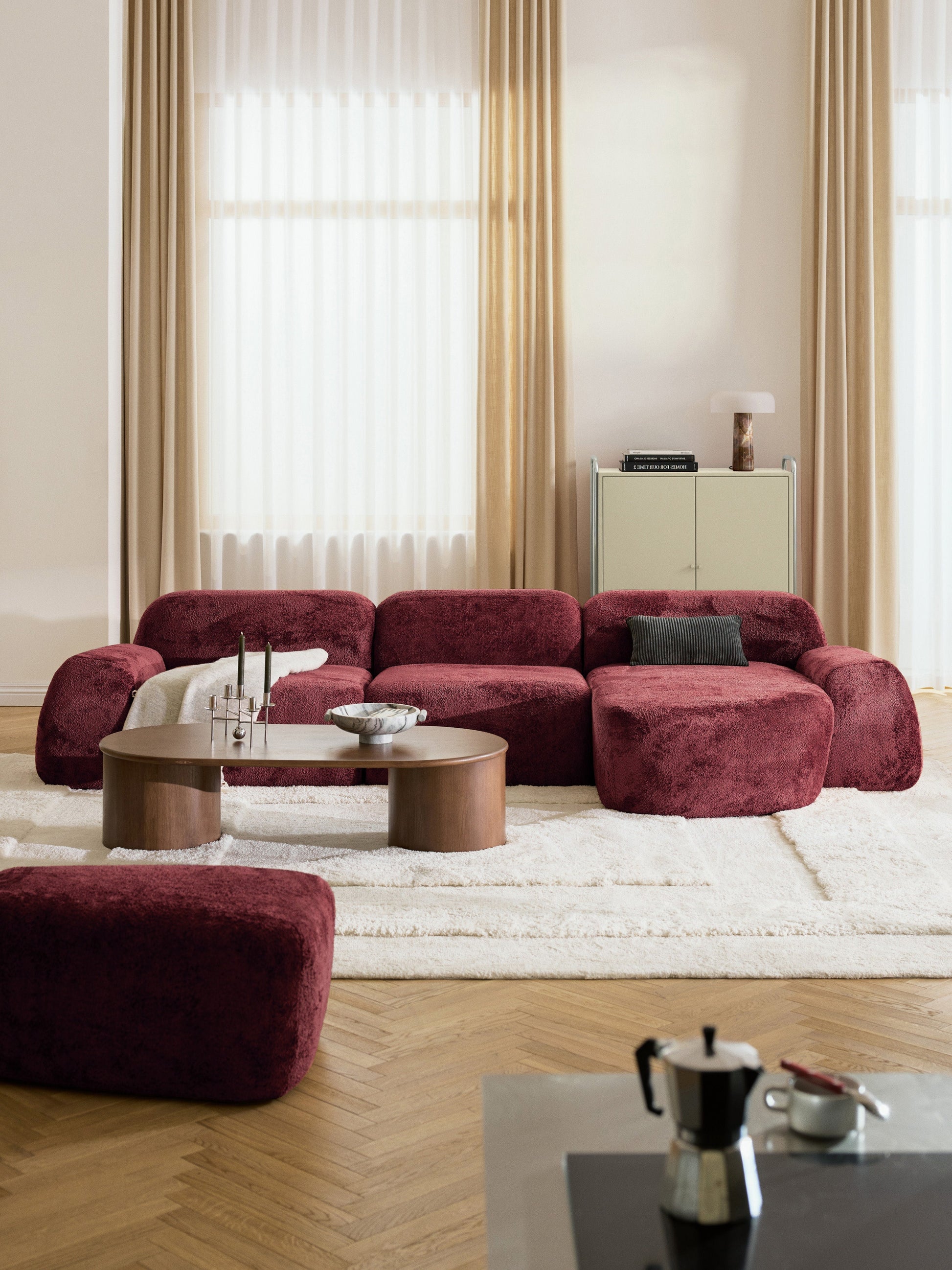 Wolvenna Modular Teddy Bouclé Corner Sofa (4-Seater)