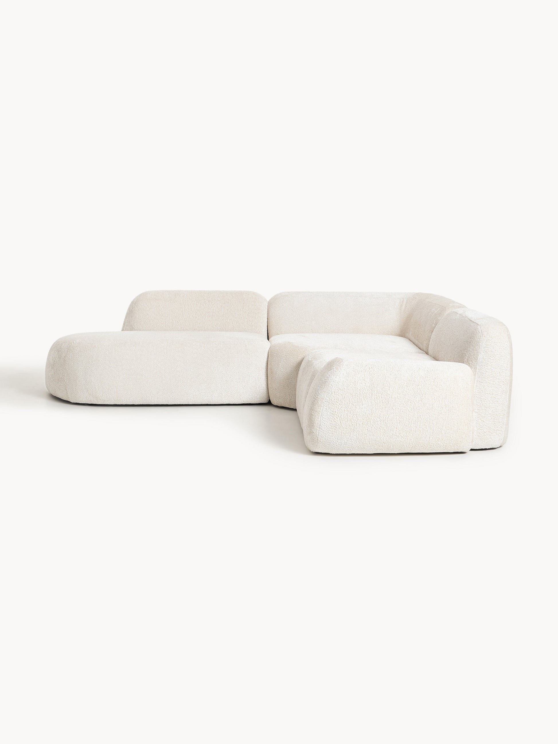 Wolvenna Modular Teddy Bouclé Corner Sofa (4-Seater) with Chaise Longue