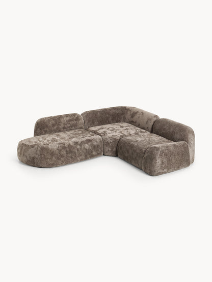 Wolvenna Modular Teddy Bouclé Corner Sofa (4-Seater) with Chaise Longue