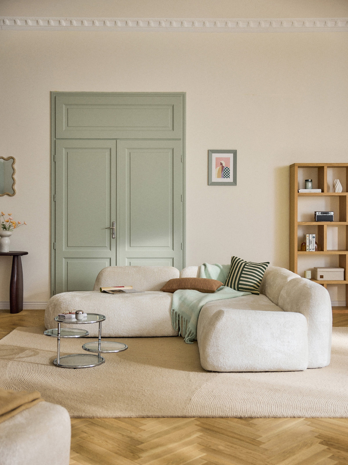 Wolvenna Modular Teddy Bouclé Corner Sofa (4-Seater) with Chaise Longue
