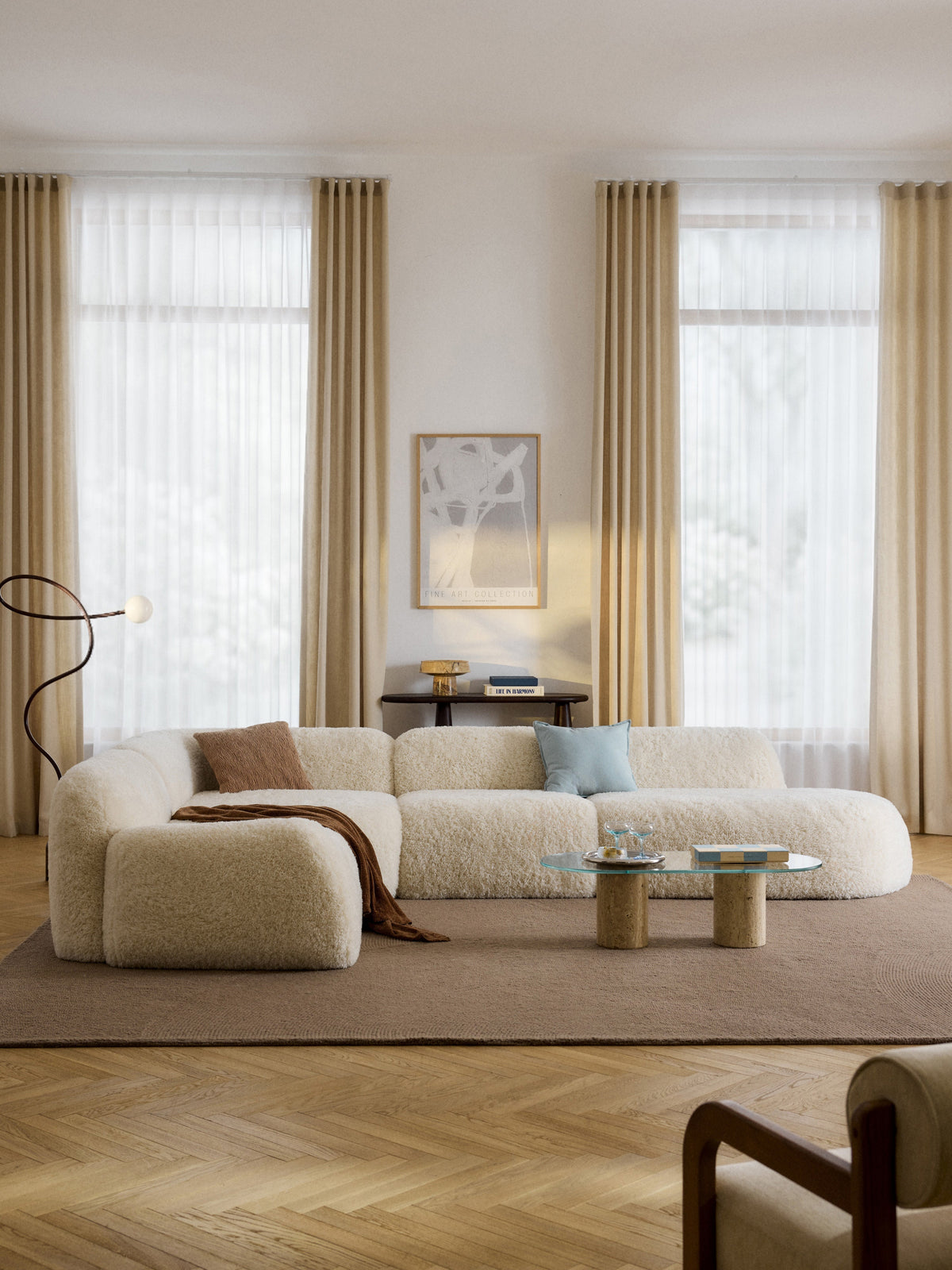 Wolvenna Modular XL Teddy Corner Sofa with Chaise Longue