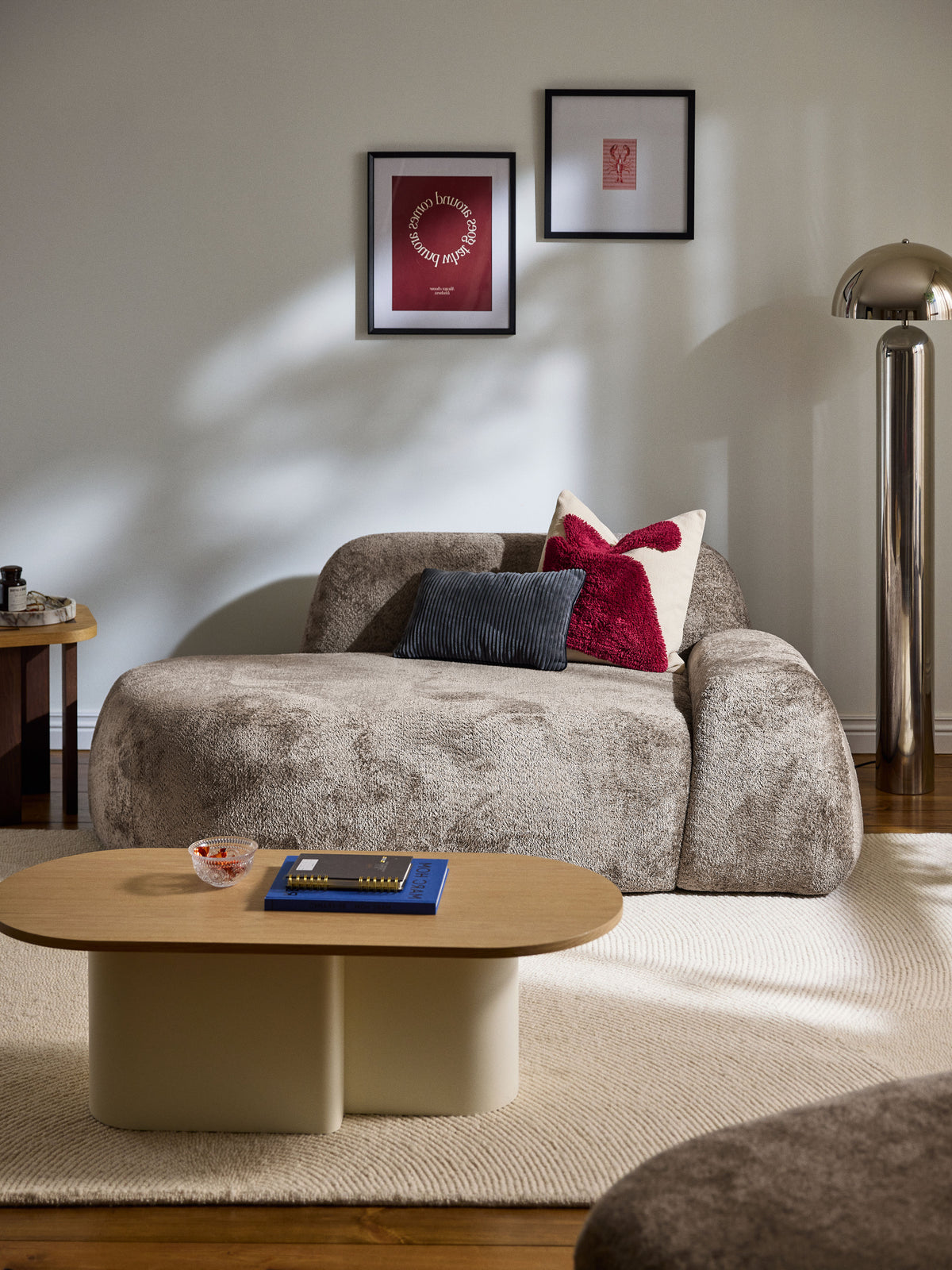 Wolvenna Teddy Bouclé Sofa (2-Seater) with Chaise Longue
