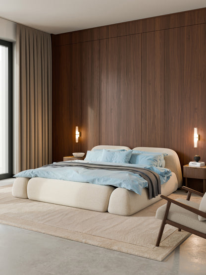 Wolvenna Upholstered Bed in Bouclé