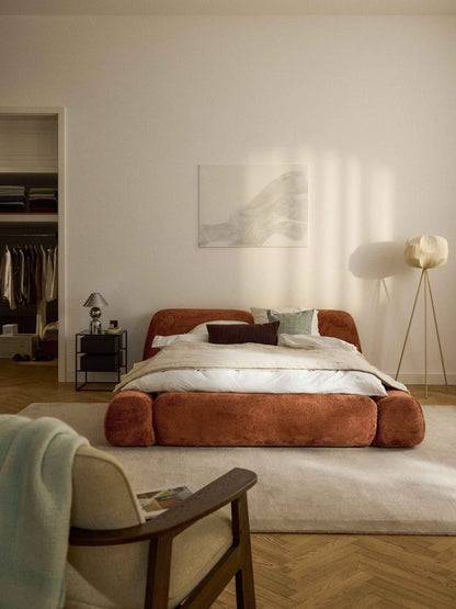Wolvenna Upholstered Teddy Bouclé Bed with Storage