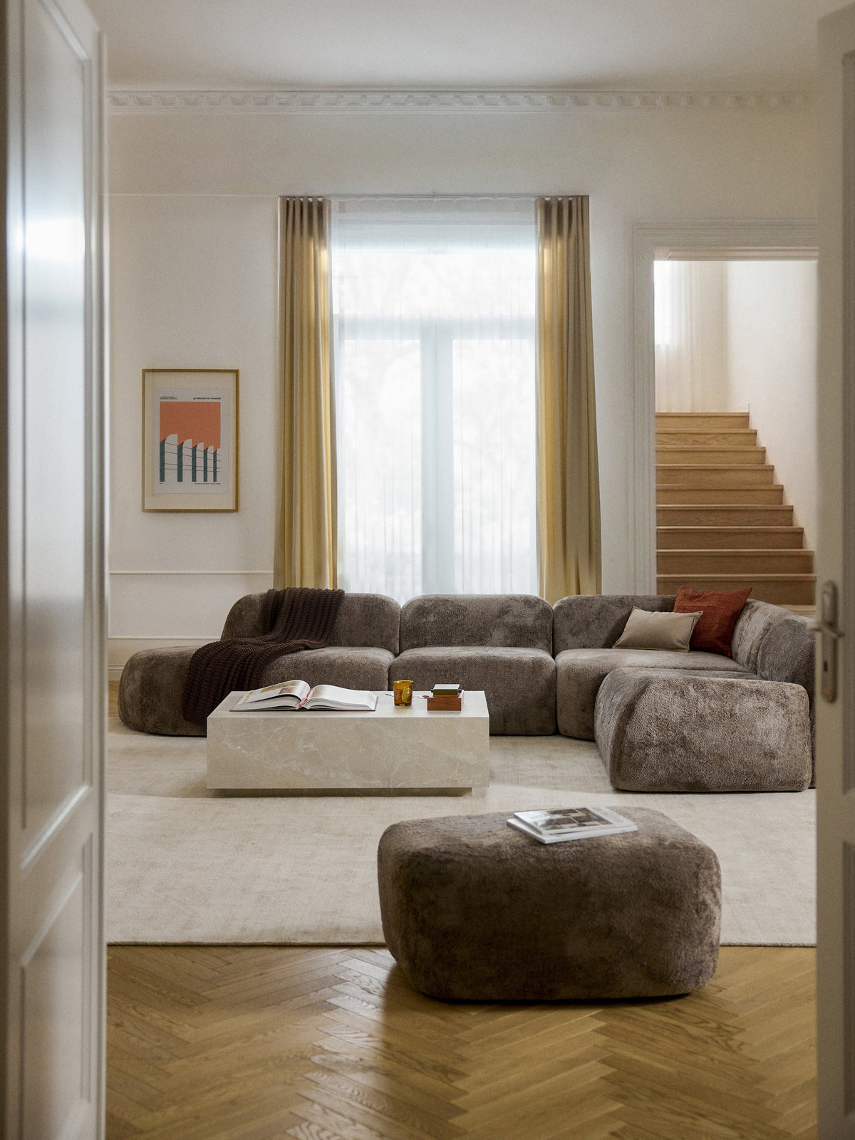 Wolvenna XL Modular Teddy Bouclé Corner Sofa with Chaise Longue
