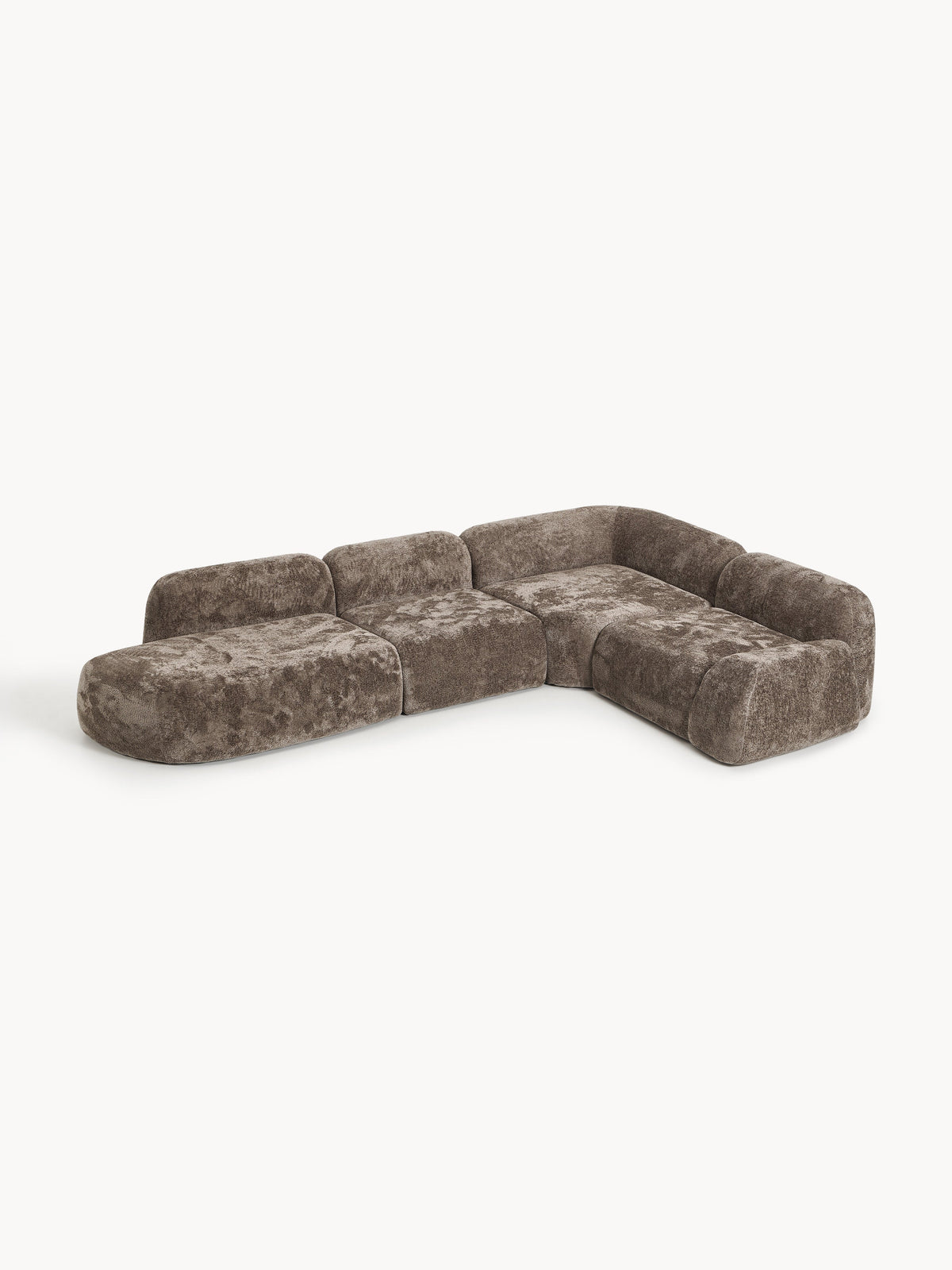 Wolvenna XL Modular Teddy Bouclé Corner Sofa with Chaise Longue