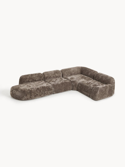Wolvenna XL Modular Teddy Bouclé Corner Sofa with Chaise Longue